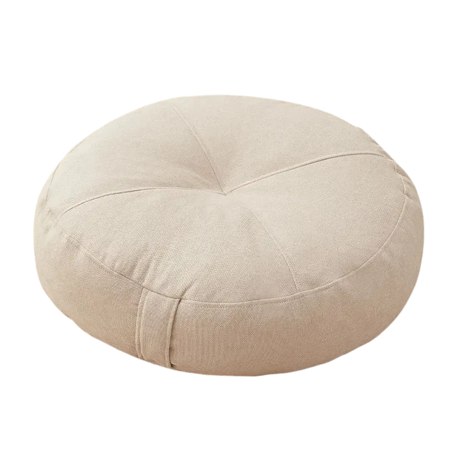 Round beige cushion on a white background