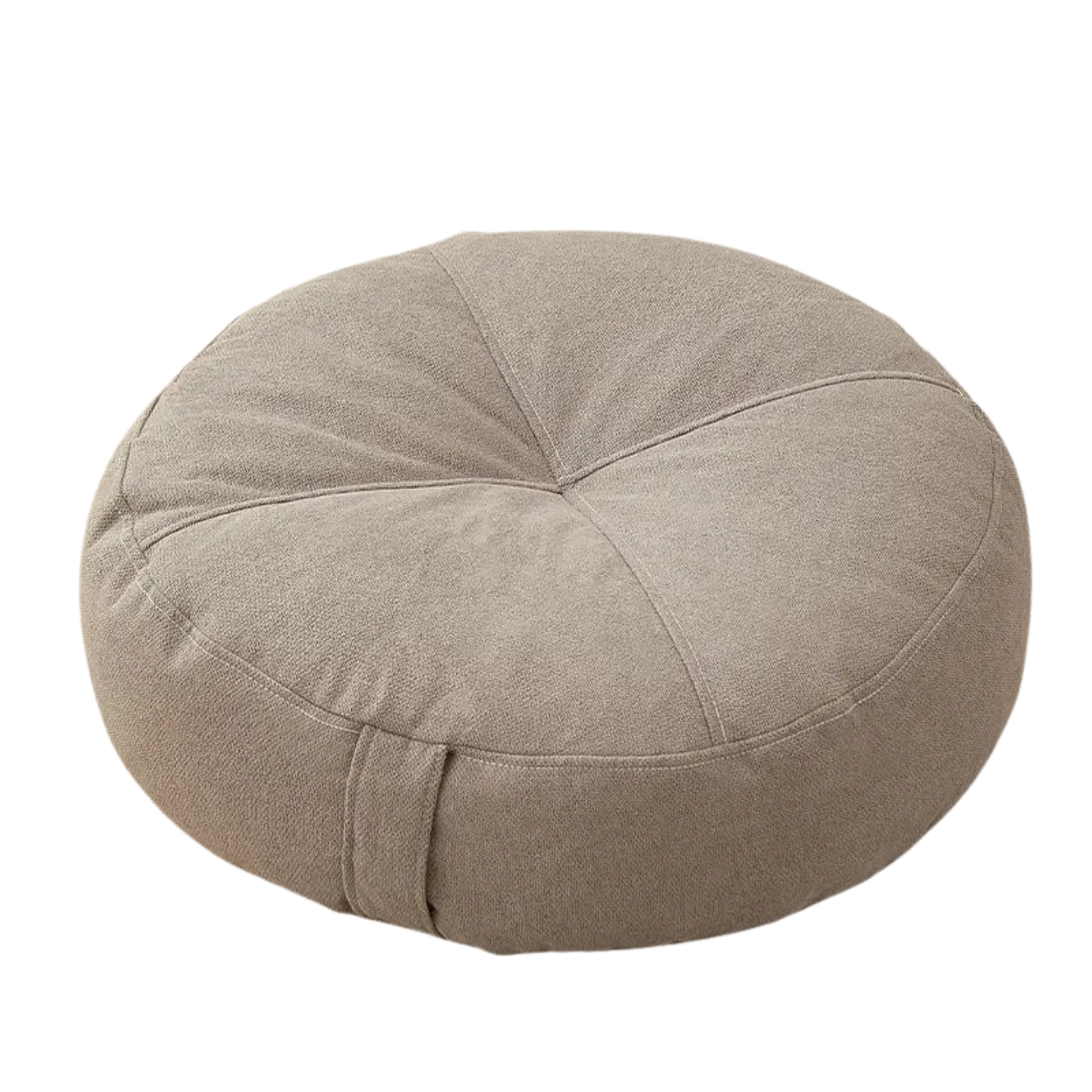 Round beige cushion on a white background
