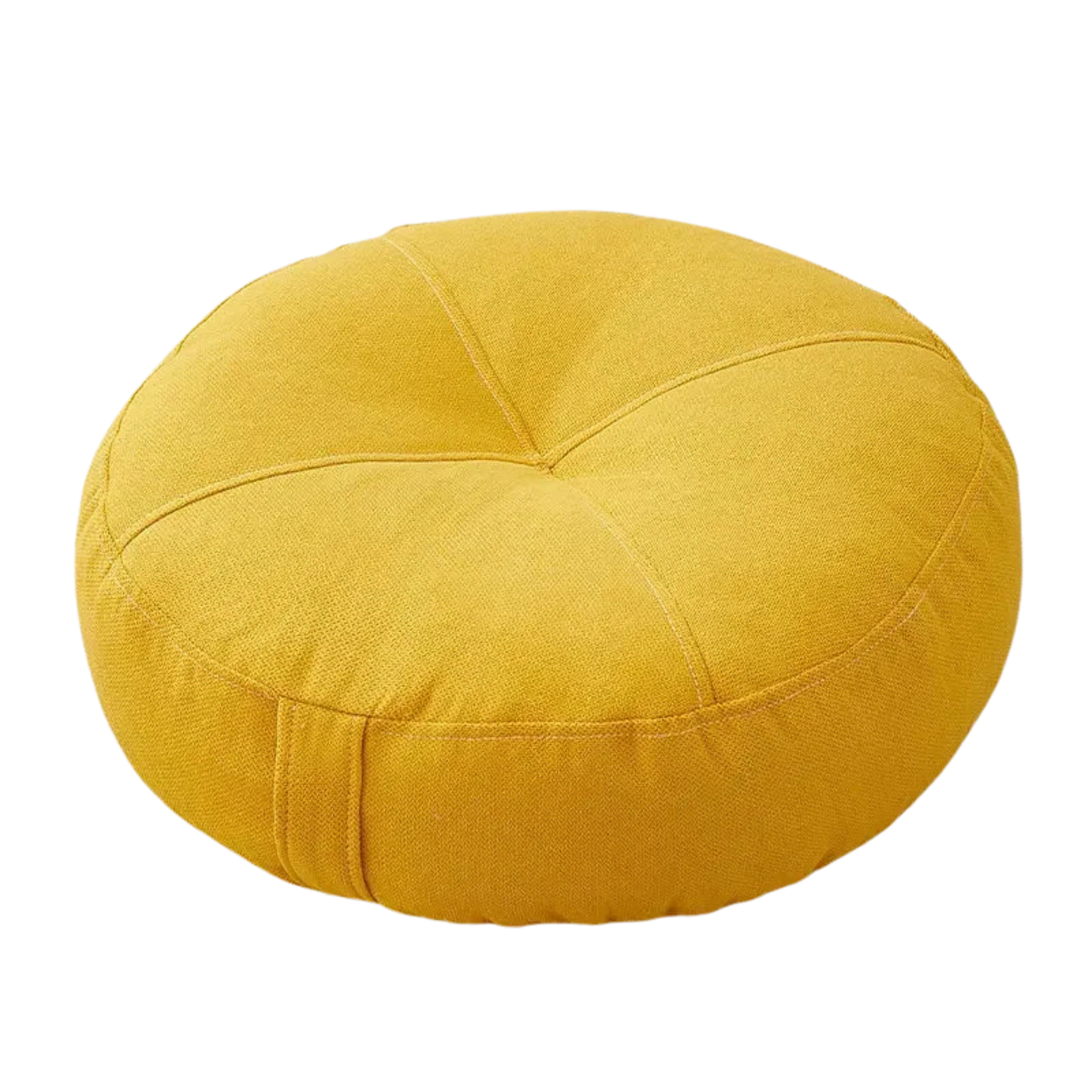 Yellow round cushion on a white background