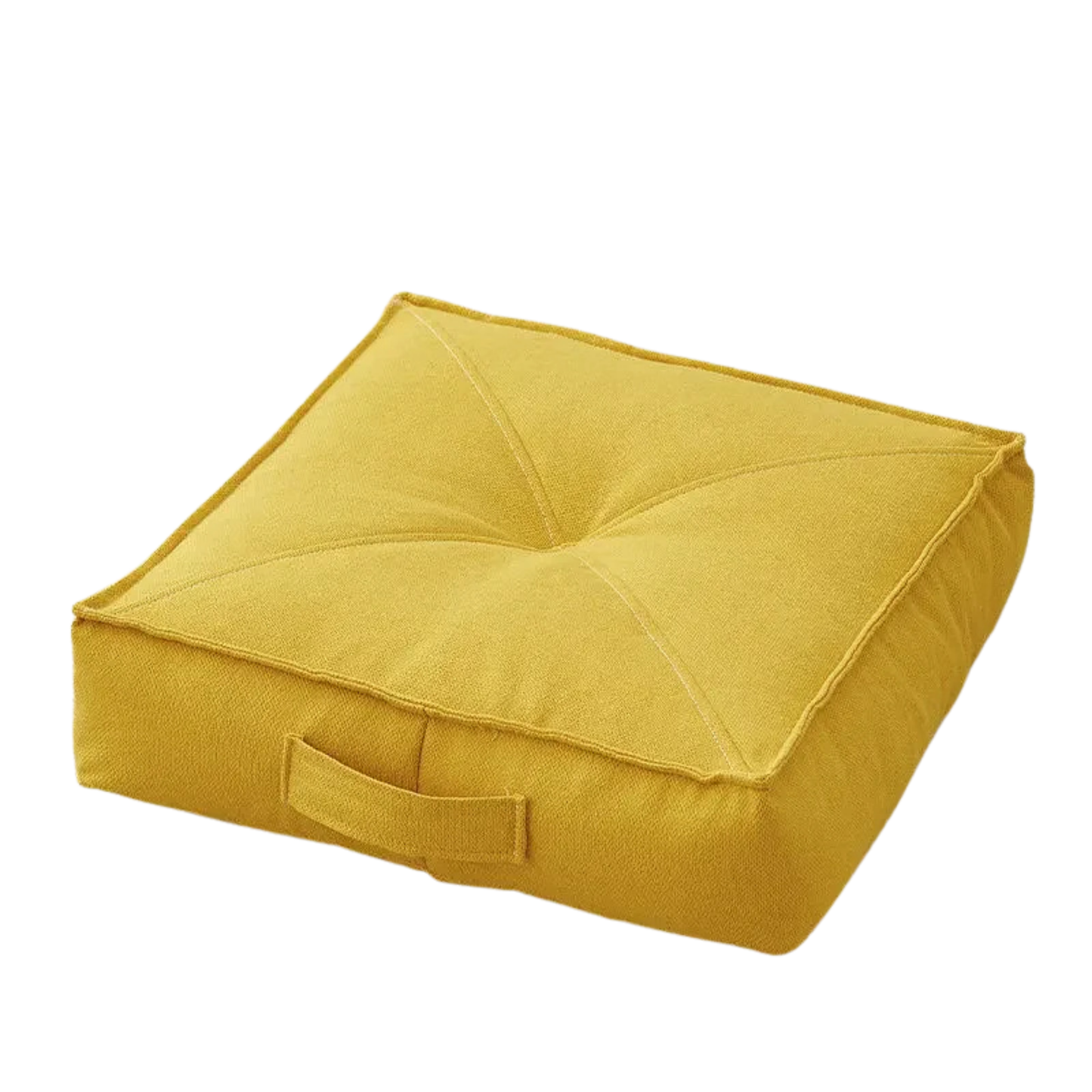 Yellow square cushion on a white background