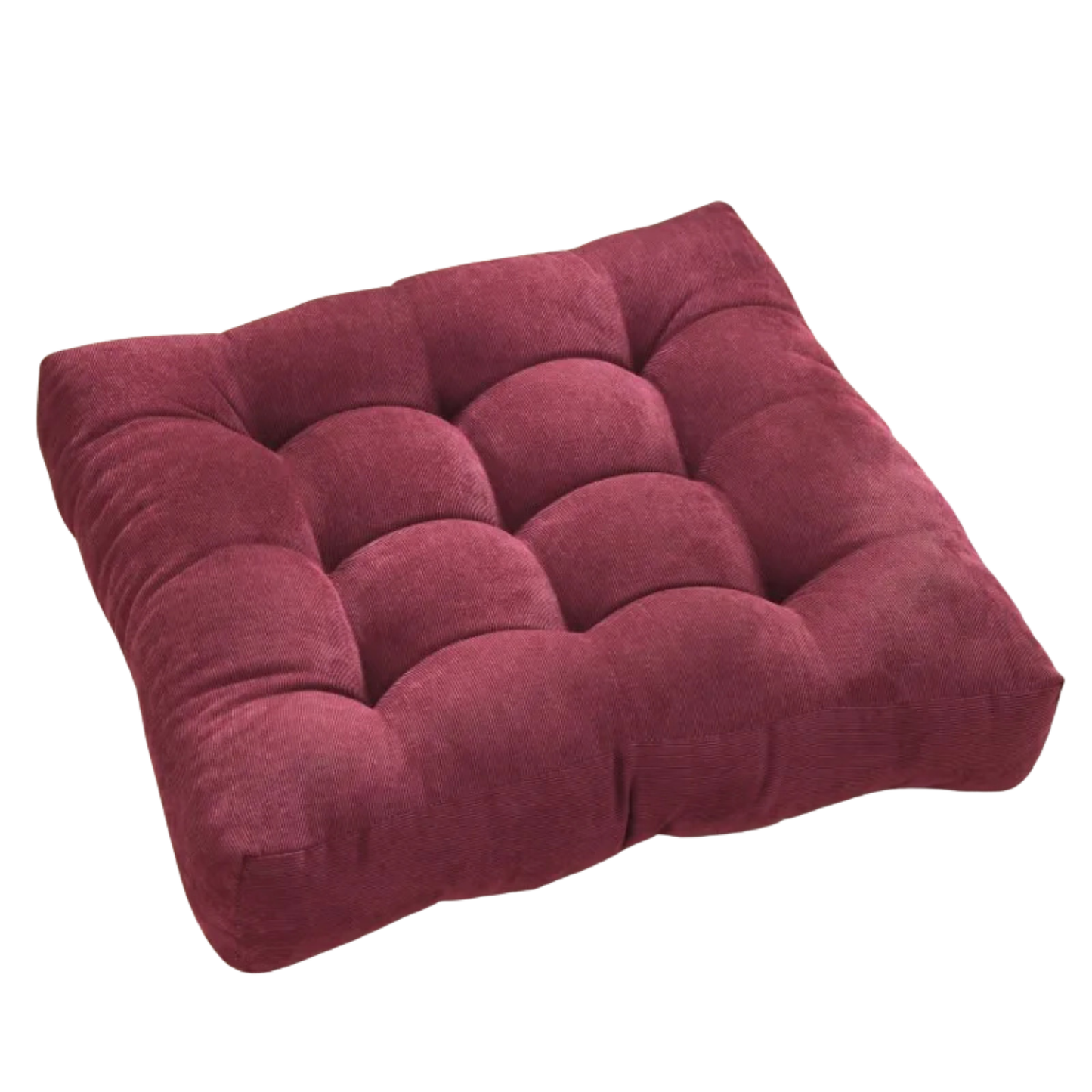 Red cushion with a textured surface on a white background